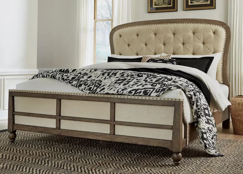 Liberty Farmhouse Americana King Upholstered Shelter Bed