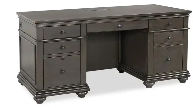 Aspenhome Oxford 66" Executive Desk- Peppercorn finish